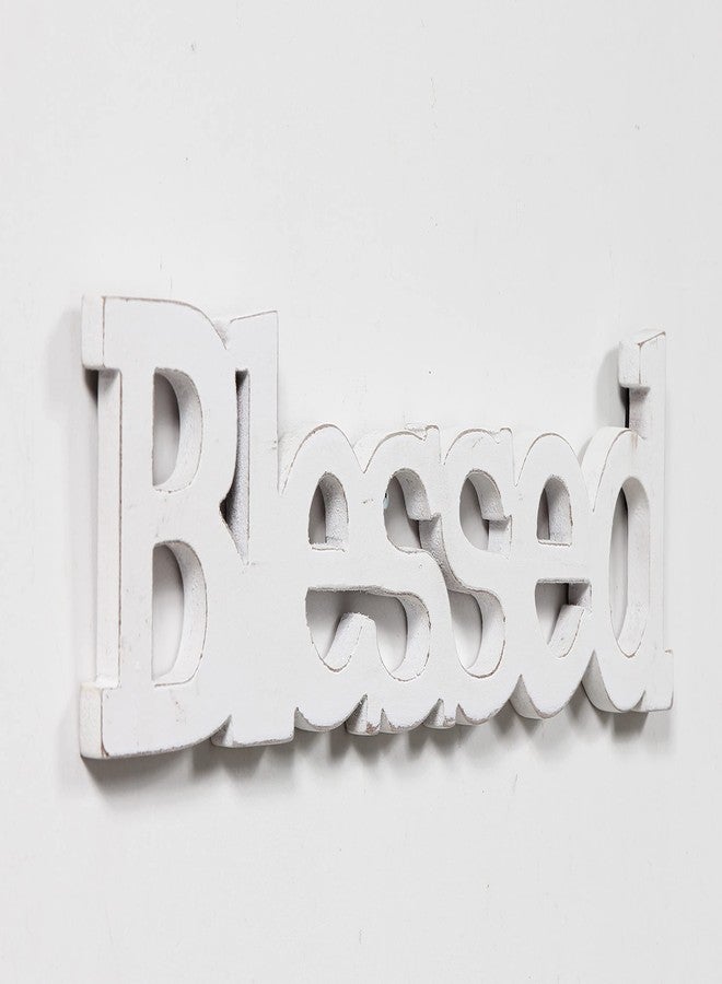 Sintosin Farmhouse Wood Blessed Sign for Table 15", Hanging Distressed White Wall Decoration, Rustic Blessed Signs for Home Decor, Thanksgiving Christmas Signs Decor for Living Room - Image 4